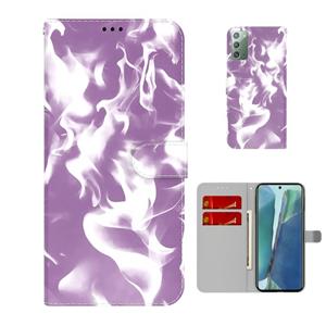 huismerk Voor Samsung Galaxy Note20 Cloud Fog Patroon Horizontale Flip Lederen Case met Houder & Card Slot & Portemonnee (Paars)