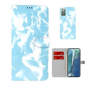 huismerk Voor Samsung Galaxy Note20 Cloud Fog Patroon Horizontale Flip Leren Case met Houder & Card Slot & Portemonnee (Sky Blue)