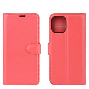 huismerk Voor iPhone 12 Litchi Texture Horizontale Flip Beschermhoes met Houder & Card Slots & Wallet(Rood)