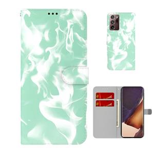 huismerk Voor Samsung Galaxy Note20 Ultra Cloud Fog Patroon Horizontale Flip Lederen Hoesje met Houder & Kaartsleuf & Portemonnee (Mint Groen)