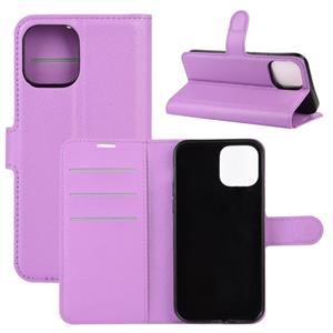 huismerk Voor iPhone 12 mini Litchi Texture Horizontale Flip Beschermhoes met Houder & Card Slots & Wallet(Paars)