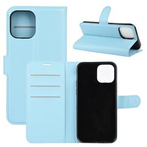 huismerk Voor iPhone 12 mini Litchi Texture Horizontale Flip Beschermhoes met Houder & Card Slots & Wallet(Blauw)