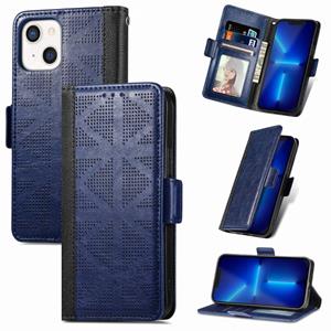 huismerk Grid lederen flip telefooncase voor iPhone 13 mini