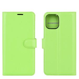 huismerk Voor iPhone 12 Litchi Texture Horizontale Flip Beschermhoes met Houder & Card Slots & Wallet(Groen)