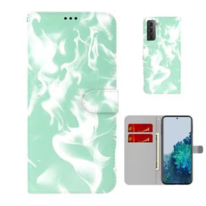 huismerk Voor Samsung Galaxy S21 5G Cloud Fog Patroon Horizontale Flip Leren Case met Houder & Card Slot & Portemonnee (Mint Green)