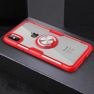 huismerk Magnetische 360 graden rotatie ringhouder Armor Beschermhoes voor iPhone XS Max (rood)