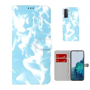 huismerk Voor Samsung Galaxy S21 5G Cloud Fog Patroon Horizontale Flip Lederen Case met Houder & Card Slot & Portemonnee (Sky Blue)