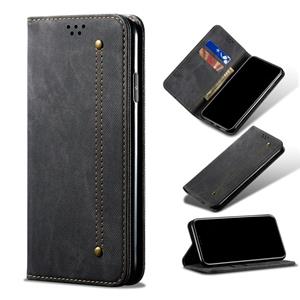 huismerk Denim Texture Casual Style Horizontal Flip Leather Case with Holder & Card Slots & Wallet For iPhone 13 Mini(Black)