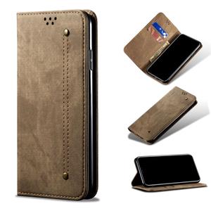 huismerk Denim Texture Casual Style Horizontal Flip Lederen Case met Houder & Card Slots & Portemonnee voor iPhone 13 Pro (Khaki)