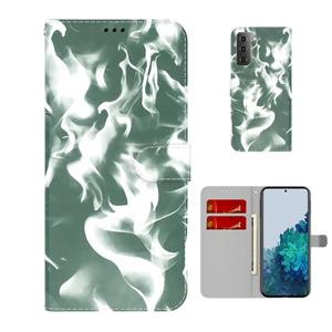 huismerk Voor Samsung Galaxy S21 + 5G Cloud Fog Patroon Horizontale Flip Leren Case met Houder & Card Slot & Portemonnee (Dark Green)