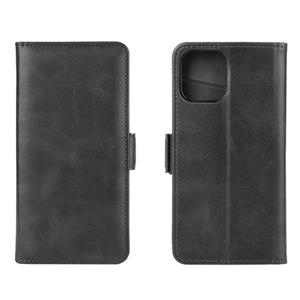 huismerk Voor iPhone 12 Dual-side Magnetic Buckle Horizontale Flip Lederen Case met Holder & Card Slots & Wallet(Zwart)