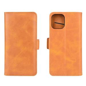 huismerk Voor iPhone 12 Dual-side Magnetic Buckle Horizontale Flip Lederen Case met Holder & Card Slots & Wallet(Geel)