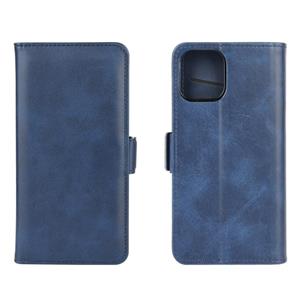 huismerk Voor iPhone 12 Dual-side Magnetic Buckle Horizontale Flip Lederen Case met Holder & Card Slots & Wallet(Donkerblauw)