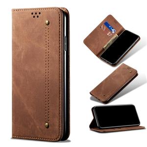 huismerk Denim Texture Casual Stijl Horizontale Flip Leren Case met Houder & Kaart Slots & Portemonnee voor iPhone 13 Pro Max (Brown)