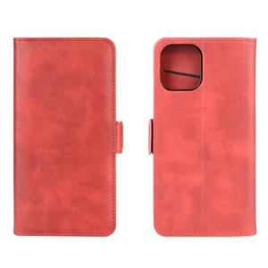 huismerk Voor iPhone 12 Dual-side Magnetic Buckle Horizontale Flip Lederen Case met Holder & Card Slots & Wallet(Rood)