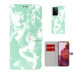 huismerk Voor Samsung Galaxy S21 Ultra 5G Cloud Fog Patroon Horizontale Flip Lederen Hoesje met Houder & Kaartsleuf & Portemonnee (Mint Groen)