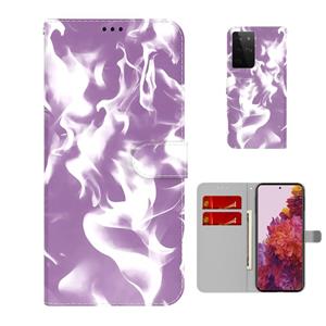 huismerk Voor Samsung Galaxy S21 Ultra 5G Cloud Fog Patroon Horizontale Flip Leren Case met Houder & Card Slot & Portemonnee (Paars)