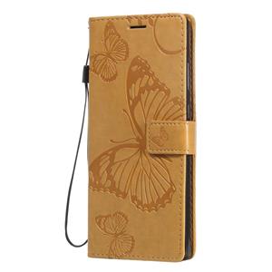 huismerk Voor Samsung Galaxy Note20 3D Butterflies Embossing Pattern Horizontale Flip Lederen Case met Holder & Card Slot & Wallet(Geel)