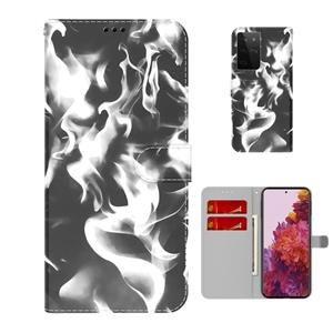 huismerk Voor Samsung Galaxy S21 Ultra 5G Cloud Fog Patroon Horizontale Flip Lederen Hoesje met Houder & Kaartsleuf & Portemonnee (Zwart)