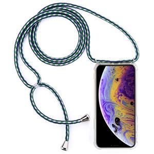 huismerk Vierhoek anti-val transparante TPU mobiele telefoon geval met Lanyard voor iPhone X/XS (groen wit blauw)