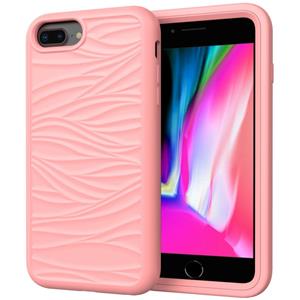 huismerk Voor iPhone SE(2020) Wave Pattern 3 in 1 Siliconen+PC Schokbestendige beschermhoes (Rose Gold)