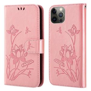 huismerk Lotus reliëf lederen telefooncase voor iphone 13 pro max