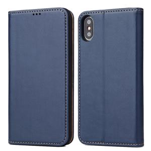 huismerk Horizontale Flip PU lederen case voor de iPhone XS Max met houder & card slots & portemonnee (blauw)