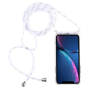 huismerk Vierhoek anti-val transparante TPU mobiele telefoon geval met Lanyard voor iPhone XR (wit)