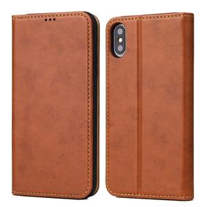 huismerk Horizontale Flip PU lederen draagtas voor iPhone XS Max met houder & kaartsleuven & portemonnee (bruin)