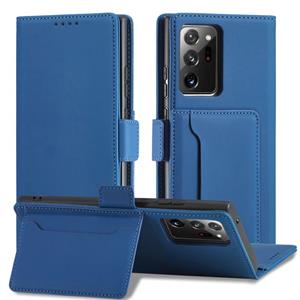 huismerk Voor Samsung Galaxy Note20 Sterke Magnetisme Liquid Feel Horizontale Flip Lederen case met Holder & Card Slots & Wallet(Blauw)