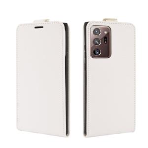 huismerk Voor Samsung Galaxy Note20 Ultra 5G R64 Texture Single Vertical Flip Leather Beschermhoes met kaartslots & fotoframe(wit)