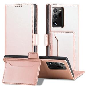 huismerk Voor Samsung Galaxy Note20 Sterke Magnetisme Liquid Feel Horizontale Flip Lederen case met Holder & Card Slots & Wallet(Rose Gold)