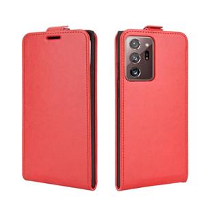 huismerk Voor Samsung Galaxy Note20 Ultra 5G R64 Texture Single Vertical Flip Leather Beschermhoes met kaartslots & fotoframe(rood)