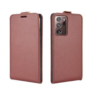 huismerk Voor Samsung Galaxy Note20 Ultra 5G R64 Texture Single Vertical Flip Leather Protective Case met Card Slots & Photo Frame(Brown)