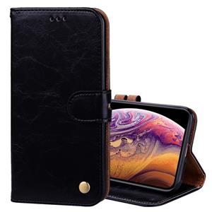 huismerk Zakelijke stijl olie Wax textuur horizontale Flip lederen hoes for iPhone XS Max met houder & Card Slots & portefeuille (zwart)