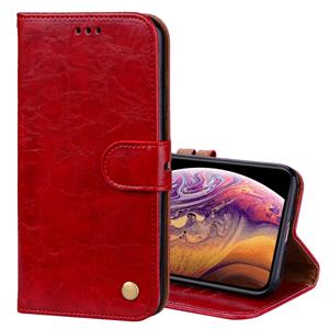 huismerk Business stijl olie Wax textuur horizontale Flip lederen case voor iPhone XS Max met houder & kaartsleuven & portemonnee (rood)