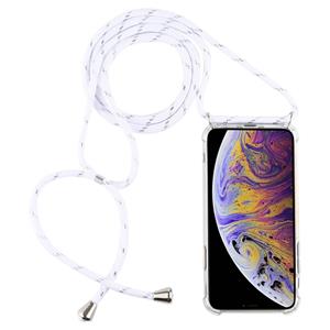 huismerk Vierhoek anti-val transparante TPU mobiele telefoon geval met Lanyard voor iPhone XS Max (wit)