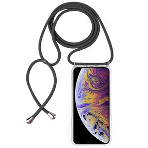 huismerk Vierhoek anti-val transparante TPU mobiele telefoon geval met Lanyard voor iPhone XS Max (grijs)