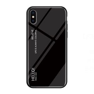 huismerk Verlopende kleur glas Case voor iPhone XS Max (zwart)