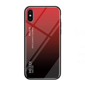 huismerk Gradiënt kleur glas Case voor iPhone XS Max (rood)