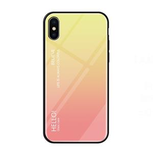 huismerk Gradiënt kleur glas Case voor iPhone XS Max (geel)