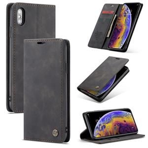 CaseMe-013 multifunctionele Retro Frosted horizontale Flip lederen hoes for iPhone XS Max met kaartsleuf & houder & Wallet(Black)