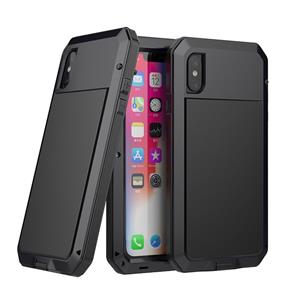 huismerk Metalen Shockproof waterdichte beschermhoes voor iPhone XS Max (zwart)