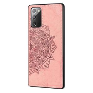 huismerk Voor Samsung Galaxy Note 20 Mandala Reliëf Doek + PC + TPU mobiele telefoon case met magnetische functie & handband (Rose Gold)