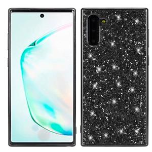 huismerk Plating glittery poeder schokbestendig TPU Case voor Galaxy Note 10 (zwart)