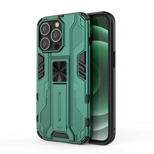 huismerk Supersonic PC + TPU Shock-proof Protective Case with Holder For iPhone 13 Pro(Green)