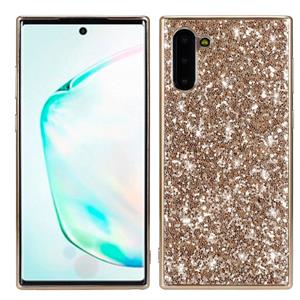 huismerk Plating glittery poeder schokbestendig TPU Case voor Galaxy Note 10 (goud)