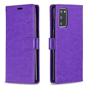 huismerk Voor Samsung Galaxy A32 5G Crazy Horse Textuur Horizontale Flip Leren Case met Houder & Card Slots & Portemonnee & Fotolijst (Paars)