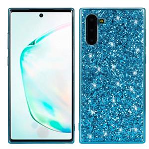 huismerk Plating glittery poeder schokbestendig TPU Case voor Galaxy Note 10 (blauw)