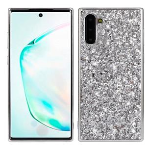 huismerk Plating glittery poeder schokbestendig TPU Case voor Galaxy Note 10 (zilver)